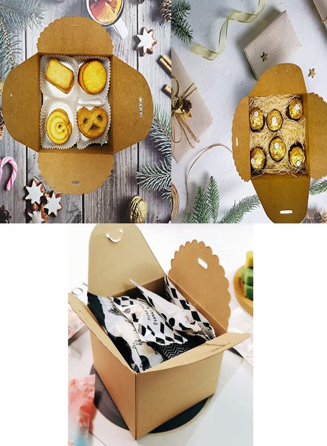 WEI LONG 15pcs Small Gift Boxes Recycled Paper Favor Boxes with Ribbons,4.7x4.7x3.5 Inches Decorative Gift Boxes with Lids for Birthday,Wedding,Party,Chocolate(L,Brown) - Image 2